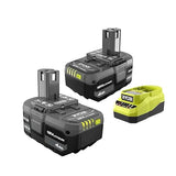 Ryobi ONE+ 18V Lithium-Ion 4.0 Ah Battery (2-Pack) and Charger Kit, 1 (PSK006)