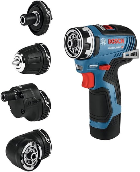 BOSCH GSR12V-300FCB22 12V Max EC Brushless Flexiclick 5-In-1 Drill/Driver System with (2) 2.0 Ah Batteries