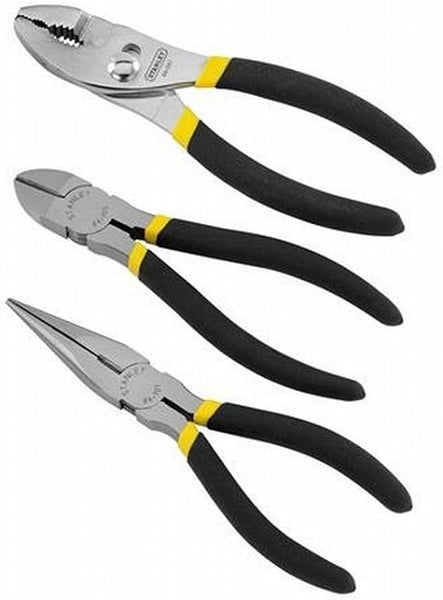 Stanley 3 pc. Drop Forged Steel Pliers Set 6 in. L Black/Yellow