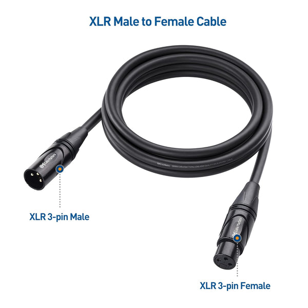 Cable Matters  Premium XLR to XLR Cables, XLR Microphone Cable 6 Feet, Oxygen-Free Copper (OFC) XLR Male to Female Cord, Mic Cord, XLR Speaker Cables, Black