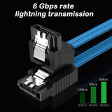 DaKuan Set of 2, Straight and 90 Degree Right-Angle SATA III Cable 6.0 Gbps with Locking Latch, SATA III Cable (1X Black, 1X Blue)