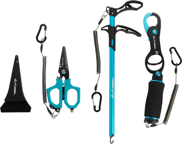 FLISSA Fishing Tool Kit - Fish Gripper With Scale, Pliers, Scissors & Fillet Knife Set
