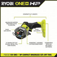 Ryobi PSBCS02 ONE+ HP 18V Brushless Cordless Compact Light Weight Cut-Off Tool (Tool Only, Battery Not Included) (REFURBISHED LIKE NEW