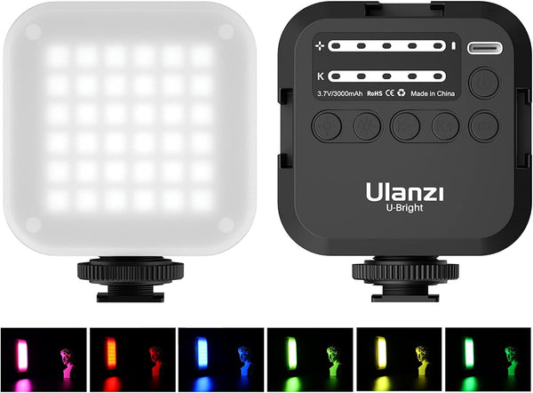 Ulanzi LED Video Light, U-Bright Camera Light Portable Photography Lighting Kit Photo Studio Fill Lamp with 6 Color Filters, CRI95+ 2700K-6500K Bicolor Dimmable 3000mAh Rechargeable Battery