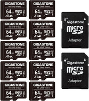 Gigastone 64GB 10-Pack Micro SD Card, 4K UHD Video, Surveillance Security Cam Action Camera Drone Professional, 90MB/s Micro SDXC UHS-I A1 Class 10