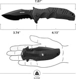 Pocket Folding Knife Survival Gear Tactical Knife with Liner Lock Stainless Steel Blade in Black Oxidation G10 Handle Reversible Pocket Clip Gifts for Men Dad Husband