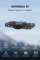 X1 Drone with Camera, 125g Foldable Self-Flying Drone that Follows You, Mini Drone with HDR Video Capture, Palm Takeoff, Intelligent Flight Paths, Hands-Free Control Black (Standard)