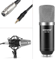 Neewer NW-700 Professional Condenser Microphone & NW-35 Suspension Boom Scissor Arm Stand with XLR Cable and Mounting Clamp & NW-3 Pop Filter & 48V Phantom Power Supply with Adapter Kit