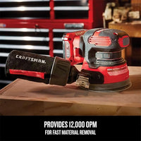 CRAFTSMAN V20 Orbital Sander, Cordless, 12,000 OPM, Bare Tool Only (CMCW220B)