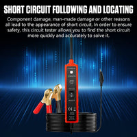 Power Circuit Probe Tester with Overload Protection and Component Activation, Polarity Identify Continuity Short Circuit Tester 6-24V with LED Test Light, Buzzer Warning,13FT Long Extension Cable