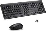 Wireless Keyboard and Mouse Combo, 2.4G Full-Sized External Cordless Keyboard Mouse Set with Numeric Keypad for Windows Mac Laptop PC Computer Desktop Chromebook Silent Compact Mouse (Black)