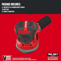 CRAFTSMAN V20 Orbital Sander, Cordless, 12,000 OPM, Bare Tool Only (CMCW220B)