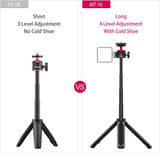 MT-16 Extendable Mini Camera Tripod, 4 Levels Adjustment 360° Ball Head Cold Shoe Lightweight Portable Vlog Travel Selfie Stick Handle Grip Desktop Webcam Tripod for Akaso DSLR Gopro 5 6 7 8 910 11