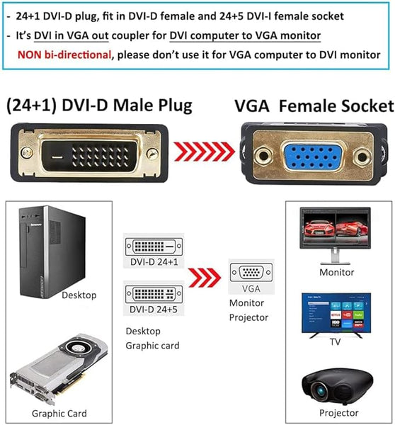 Cmple - DVI-I Dual Link Male to HD15 (VGA) Female Adapter