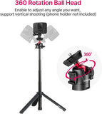 MT-08 Extendable Mini Camera Tripod, 4 Levels Adjustment 360° Ball Head Cold Shoe Lightweight Portable Vlog Travel Selfie Stick Handle Grip Desktop Webcam Tripod for Akaso DSLR Gopro 5 6 7 8 910 11