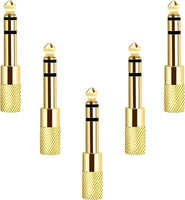 [Updated Version 5-Pack Stereo Audio Adapter 6.35mm (1/4 inch) Male to 3.5mm (1/8 inch) Female Headphone Jack