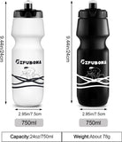 GIFUBOWA Bike Squeeze Water Bottles 24oz Bicycle Mtb Road Mountain Bottle Bpa Free for Riding/Running/Outddoor/Sport, 750ml, 2 Pack Black