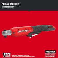 CRAFTSMAN V20 20-volt Max Variable 3/8-in Drive Cordless Ratchet Wrench (Bare Tool)