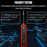 Power Circuit Probe Tester with Overload Protection and Component Activation, Polarity Identify Continuity Short Circuit Tester 6-24V with LED Test Light, Buzzer Warning,13FT Long Extension Cable