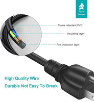 Universal 3-Prong AC Power Cable for Computer, TV, Monitor and More, 5 Feet ,  Black Computer Power Cord