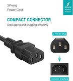 Universal 3-Prong AC Power Cable for Computer, TV, Monitor and More, 5 Feet ,  Black Computer Power Cord