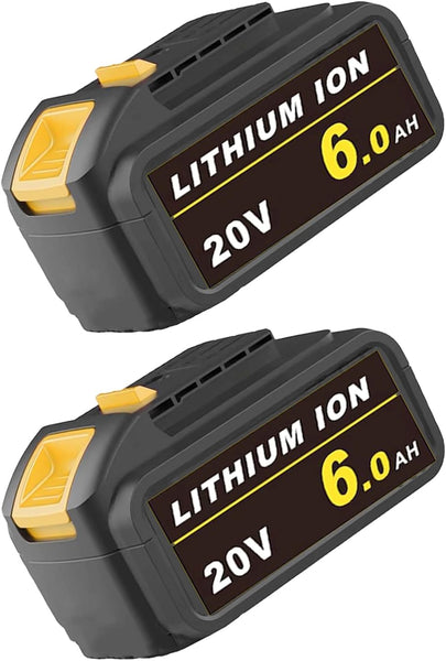 2PCS 6.0Ah 20V Battery DCB205 Replacement for Dewalt 20V Lithium Ion Battery DCB203 DCB204 DCB205 Series with LED Indicator Light Suitable for Orbital Sander DCW210B