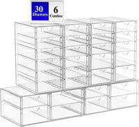 Makeup Organizer, 30 Drawers Acrylic Clear Drawer Organizer, Clear Makeup Organizer, Plastic Storage Drawers for Vanity, Bathroom, Closet, Desk