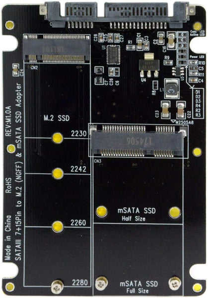 CableCC 2 in 1 Combo M.2 NGFF B-key & mSATA SSD to SATA 3.0 Adapter Converter Case Enclosure