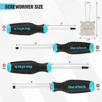 DURATECH Screwdriver Set, S2 Alloy Steel Phillips and Slotted Hexagon Screwdriver Set, 1 pc Stainless Steel Multi-Bit Key Chain, Hexagon Shaft, Storage Tray Included