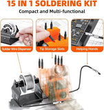 Digital Soldering Iron station Kit, 2 Auxiliary Clamps, 5 Soldering Iron Tips, Solder Wires, Solder Suckers, Stainless Steel Tweezers, and a Phillips Start, soldering station! (transformer)