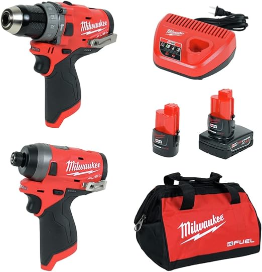 Milwaukee 2598-22 M12 FUEL 2-Tool Combo Kit: 1/2 in. Hammer Drill and 1/4 in. Hex Impact Driver