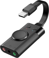 USB Sound Card, External Sound Card with Volume Control, USB to 3.5mm Jack Audio Adapter