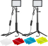 Neewer 2-Pack Dimmable 5600K USB LED Video Light with Adjustable Tripod Stand and Color Filters for Tabletop/Low-Angle Shooting, Zoom/Video Conference Lighting/Game Streaming/YouTube Photography