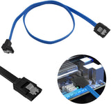 DaKuan Set of 2, Straight and 90 Degree Right-Angle SATA III Cable 6.0 Gbps with Locking Latch, SATA III Cable (1X Black, 1X Blue)