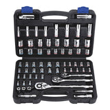 QUINN 1/4 in., 3/8 in., 1/2 in. Drive SAE and Metric Hi-Vis Socket Set, 66-Piece