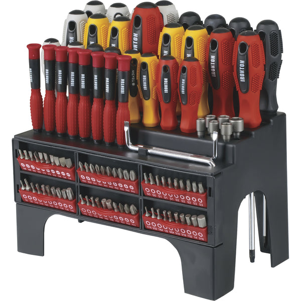 Ironton Screwdriver Set with Rack, 100-Pc.