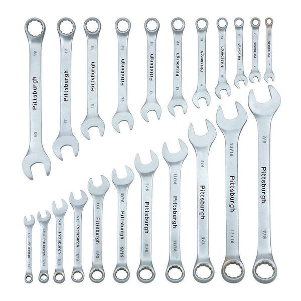 Fully Polished SAE And Metric Combination Wrench Set, 22 Piece