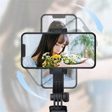 New 6 in 1 Selfie Stick with light, 67" Phone Tripod & Tik Tok page Turner, Bluetooth Remote Control, Sabilize for smooth footage, Perfect for live sharing & Vlog ( Compatible with Iphone and Android)(BLACK)