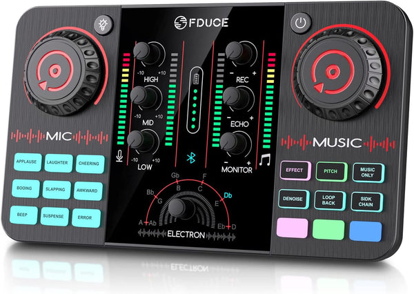 FDUCE SC11 Audio Interface, Podcast Equipment Bundle, Podcast Production Console for Youtube, Tiktok, Live Streaming, Podcast Recording, DJ&Gaming