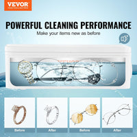 VEVOR Jewelry Cleaner Ultrasonic Machine, Ultrasonic Cleaner Machine 16oz (470ml) with 4 Timer Modes, Portable ultrasonic Jewelry Cleaner with Cleaning Basket for Eyeglasses, Watches, Dentures, Rings