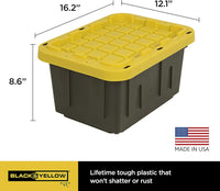 Project Source Commander Small 5-Gallons (20-Quart) Black and Yellow Heavy Duty Tote with Standard Snap Lid