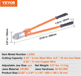 VEVOR Bolt Cutter, 24" Lock Cutter, Bi-Material Handle with Soft Rubber Grip, Chrome Molybdenum Alloy Steel Blade, Heavy Duty Bolt Cutter for Rods, Bolts, Wires, Cables, Rivets, and Chains