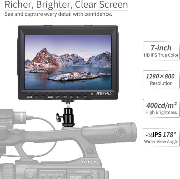 FEELWORLD FW759 7 Inch DSLR Camera Field Monitor HD Video Assist Slim ...