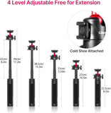 MT-16 Extendable Mini Camera Tripod, 4 Levels Adjustment 360° Ball Head Cold Shoe Lightweight Portable Vlog Travel Selfie Stick Handle Grip Desktop Webcam Tripod for Akaso DSLR Gopro 5 6 7 8 910 11