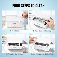 VEVOR Jewelry Cleaner Ultrasonic Machine, Ultrasonic Cleaner Machine 16oz (470ml) with 4 Timer Modes, Portable ultrasonic Jewelry Cleaner with Cleaning Basket for Eyeglasses, Watches, Dentures, Rings