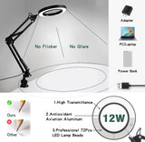 Magnifying Glass with Light and Stand, 10X Magnifying Lamp, 2-in-1 Magnifying Desk Lamp with Clamp, 3 Color Mode, Magnifying Glasses with Light for Close Work (1st Generation Base ＆ Clamp)