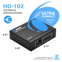 Orei HD-102 1x2 1 Port HDMI Powered Splitter Ver 1.3 Certified for Full HD 1080P & 3D Support (One Input To Two Outputs)