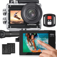 Action Camera 4K 60FPS with Touch Screen,EIS 170 ° Ultra Wide Angle, 40m Waterproof Underwater Remote Control Sports Camera with Helmet Accessories