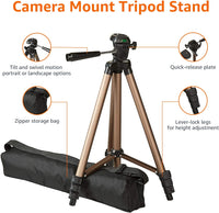 50-inch Lightweight Camera Mount Tripod Stand With Bag, Black/Brown