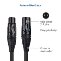 Cable Matters  Premium XLR to XLR Cables, XLR Microphone Cable 6 Feet, Oxygen-Free Copper (OFC) XLR Male to Female Cord, Mic Cord, XLR Speaker Cables, Black